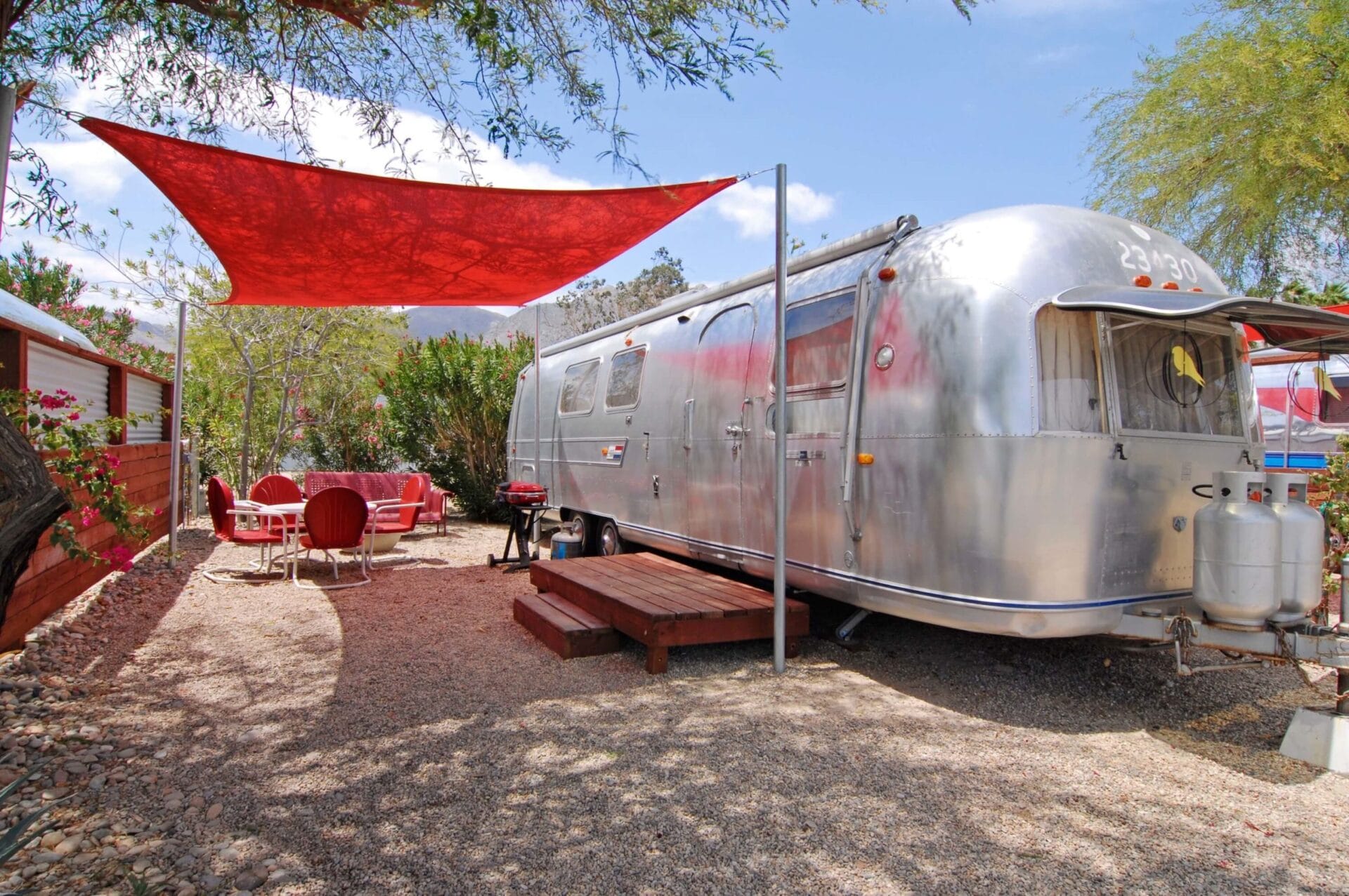 Vintage Airstream With Two Twins